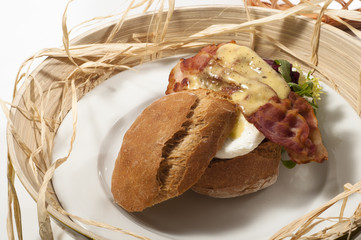 sandwich with cheese and bacon and homemade bread