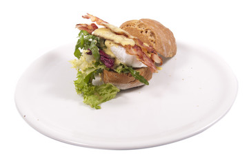 sandwich with cheese and bacon and homemade bread