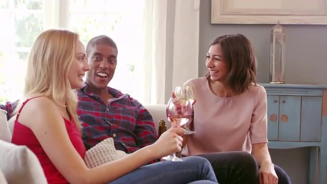 Group Of Friends Drinking Wine At Home Shot On R3D