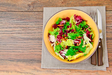 Mixed salad arugula, chard, corn, carrots, mesklan, iceberg