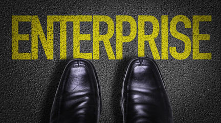 Top View of Business Shoes on the floor with the text: Enterprise
