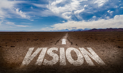Vision written on desert road