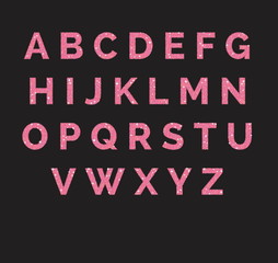 Stylized  sparkling pink glitter fancy latin abc alphabet. Use letters to make your own text.