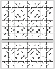 Vector illustration of two white puzzle, separate parts