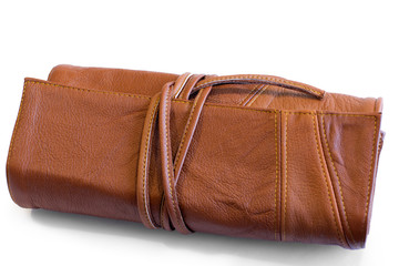 rufous leather purse on ties