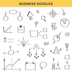 Business doodle set isolated on white background.
