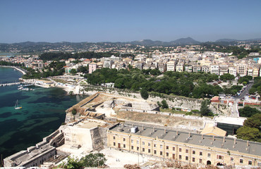 Fototapeta na wymiar View from the Old Fortress in the capital of the island of Corfu