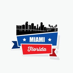 Miami skyline ribbon banner