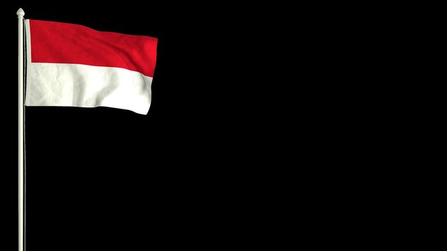 Indonesian flag waving in the wind with PNG alpha channel for easy project implementation.