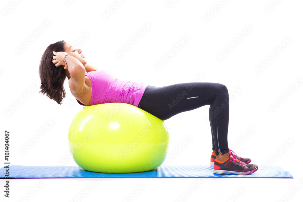 Wall mural Abdominals with a fitness ball