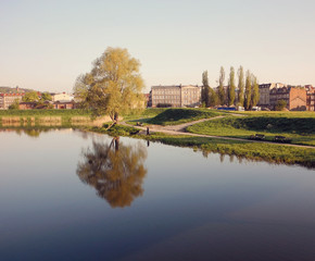 Fototapeta na wymiar Landscape of the river in Gdansk.