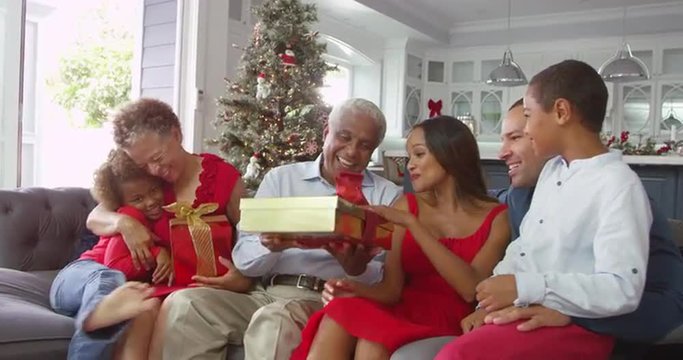 Children Give Christmas Gift To Grandparents Shot On R3D