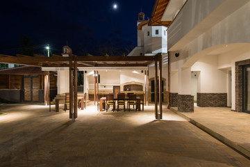 Night scene luxury villa exterior