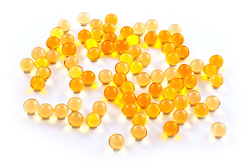 Fish oil in the beads isolated on a white background