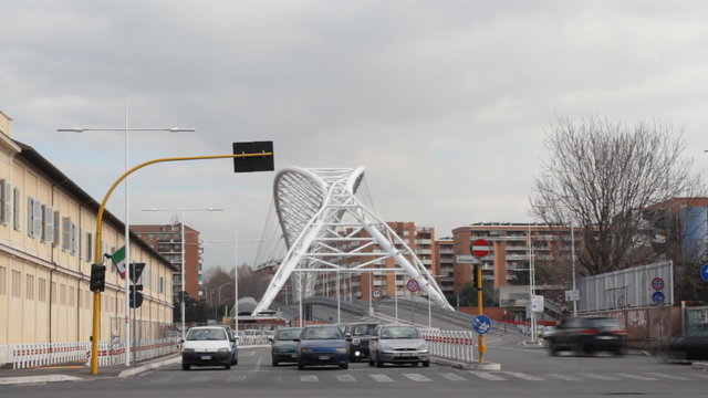 Garbatella Modern bridge in Rome, Italy