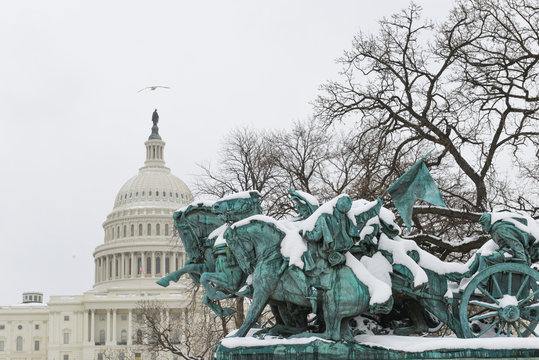 United States Capitol in snow - Washington D.C.
