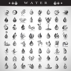 Water And Drop Icons Set - Isolated On Background - Vector Illustration, Graphic Design Editable For Your Design