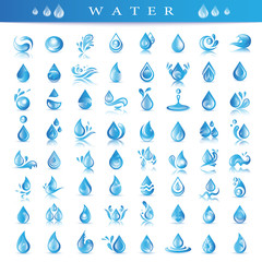 Water And Drop Icons Set - Isolated On Background - Vector Illustration, Graphic Design Editable For Your Design