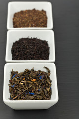 Assortment of dry tea. Selective focus.