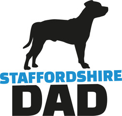 Staffordshire Bull Terrier dad with dog silhouette