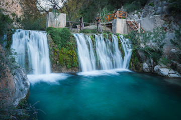 Obraz premium The dam and waterfall river Algar. Region Alicante. Spain