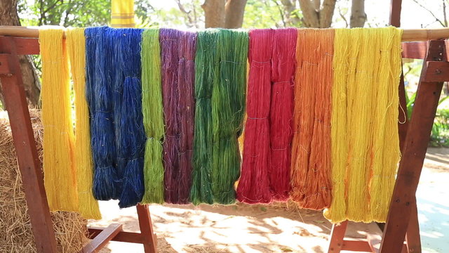 silk with yarn dry sunlight at countryside