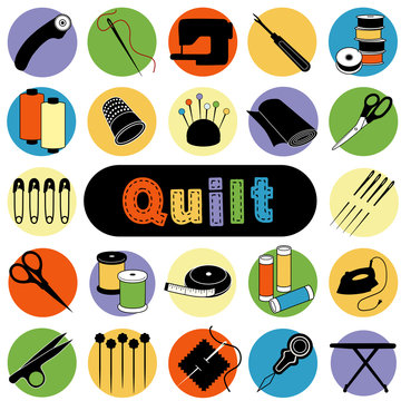 Quilt And Patchwork Tools And Supplies For Sewing, Applique, Trapunto, Textile Arts And Crafts. 