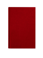 Deep red maroon burgundy hardcover book one single front cover upright vertical hardback textbook isolated on white background photo