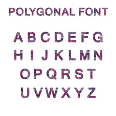 Polygon font alphabet purple pink color