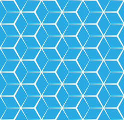 Abstract cubic blue background, seamless pattern