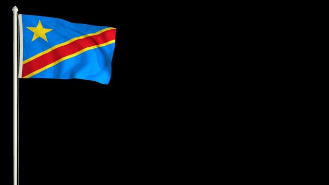 Congolese flag waving in the wind with PNG alpha channel for easy project implementation.