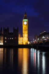 Big Ben and house of parliament at twilight, London, UK..