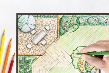 Landscape architect design backyard plan
