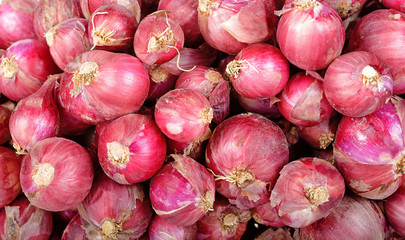 Close up red shallot background texture