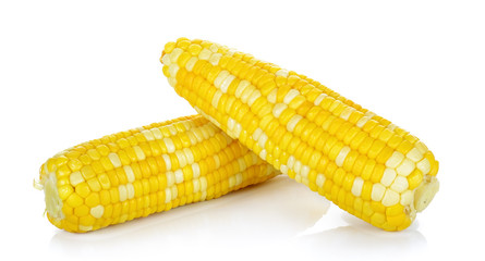 Boiled corn isolated on the white background