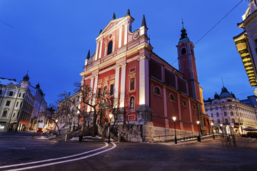 Franciscan Church and Preseren Square in Ljubljana