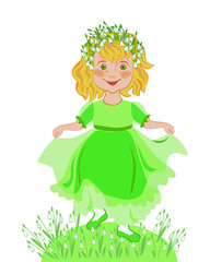 Little girl celebrates the arrival of spring