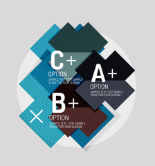 Color geometric shapes composition for option infographic