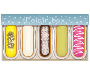 Box with eclairs.