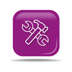 Flat Icon of hammer wrench. Isolated on purple background. Modern vector illustration for web and mobile.