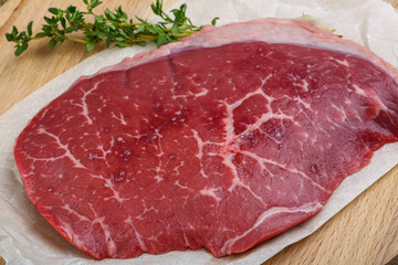 Raw beef steak