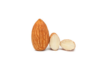 almond nut fruit organic healthy vegan white background