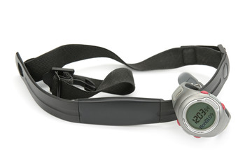 watch and chest strap of heart rate monitor
