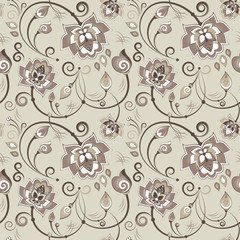 Floral seamless pattern in beige color scheme