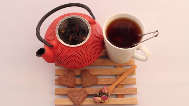 Herbal tea and teapot