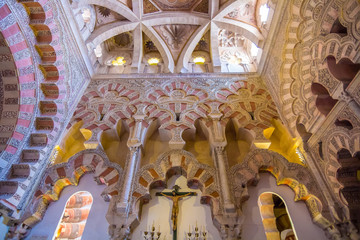 Naklejka premium Arabic style highly decorated ceilings in the Mosque of Cordoba, spain