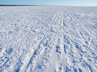 path on the ice. lake