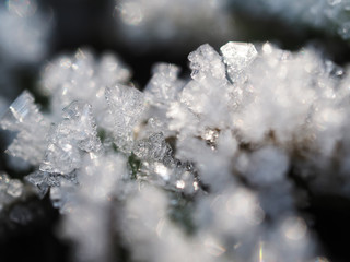 crystals of ice in the winter