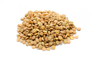  Lentils isolated on white background.Macro shot