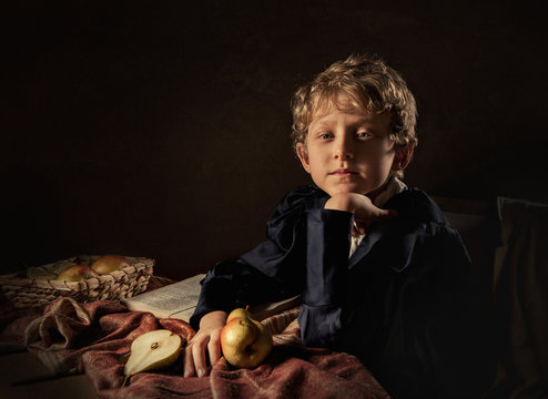 Boy with pears fine art imitation